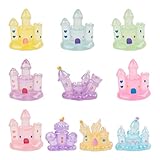 SaiDian 10Pcs Luminous Miniature Fairy Castle Cartoon Resin Castle Decoration for Garden Pots Courtyards Desks for Crafting Mini Crystal House