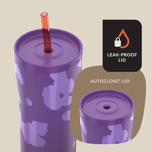 Image of Contigo x Ally Love Streeterville Stainless Steel Tumbler with Straw, Easy Clean Lid, Leak Proof, BPA Free, 24oz, Violet