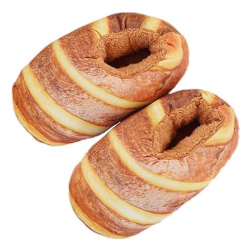 Bread Slippers for Women, Adult Winter Warm Non-Slip Home Shoes, Funny Novelty Cartoon Cotton Slippers