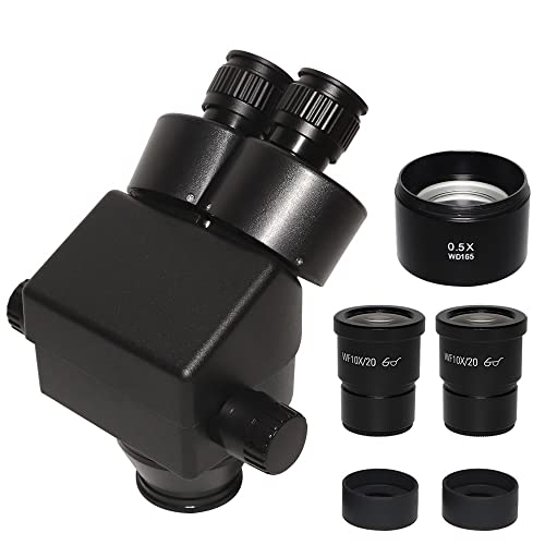 Microscope 3.5X-90X 7X-45X Binocular Stereo Microscope 0.5X 2.0X Auxiliary Lens + Zoom Stereo Microscope Head for Phone SMT PCB Repair(3.5X-45X)