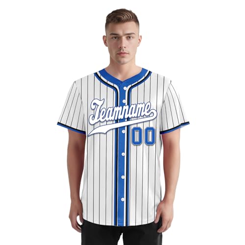 AWSOLE Camiseta de béisbol personalizada a rayas, camisetas de béisbol personalizadas con números de nombre impresos, uniforme deportivo para hombres, mujeres y niños, Color6, S/talla única