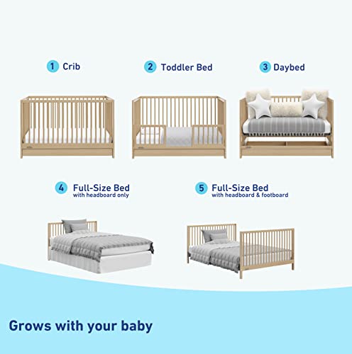 Graco Teddi 5-in-1 Convertible Crib with Drawer (Driftwood) – GREENGUARD Gold Certified, Crib with Drawer Combo, Full-Size Nursery Storage Drawer, Converts to Toddler Bed, Daybed and Full-Size Bed - Image 5