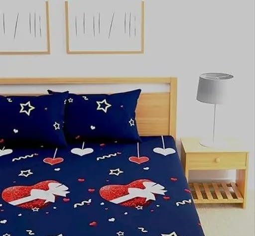 Image of Bedsheet Set with Pillow Covers Breathable Soft & Modern Design Navy Single Set of 1 74