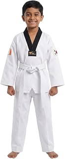Taekwondo Uniform for Kids & Adults, White Cotton Dobok with Black Collar, Training & Competition Wear Price In India