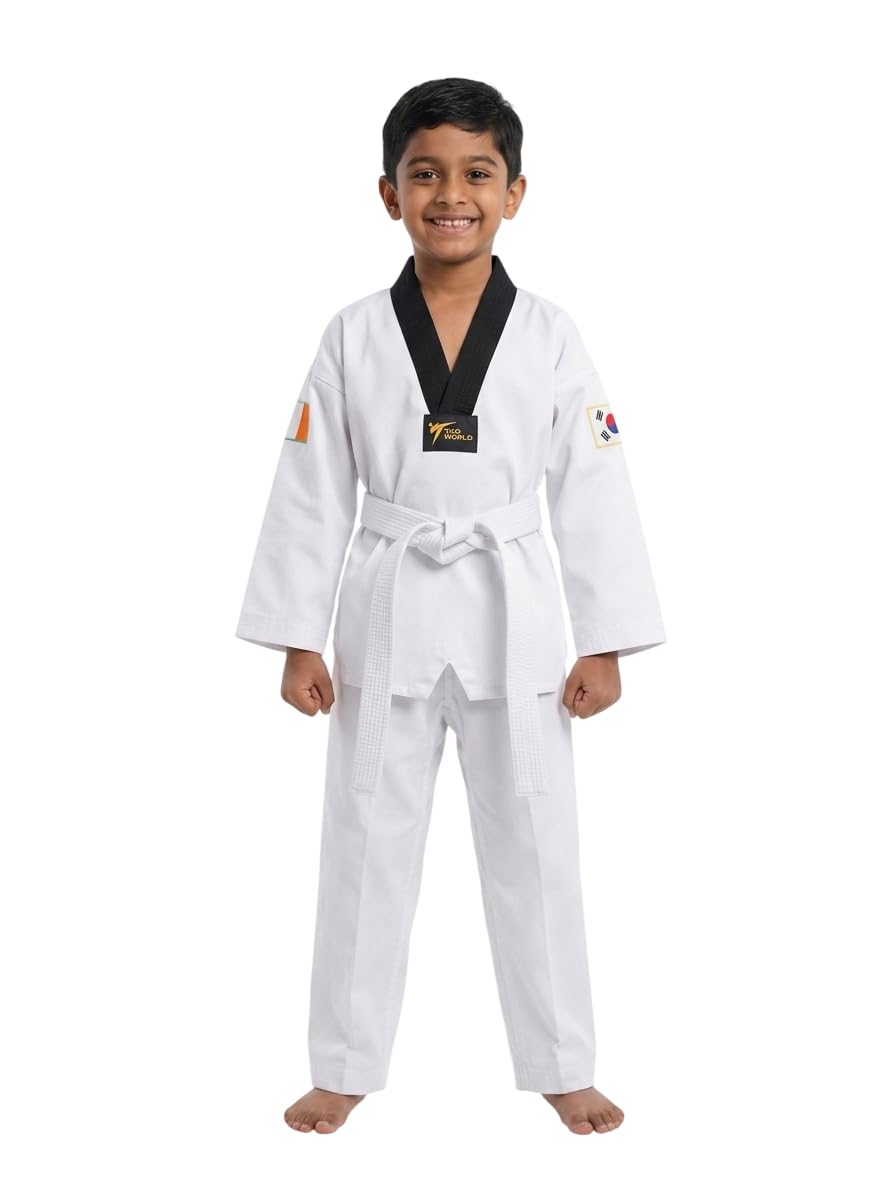 Taekwondo Uniform for Kids & Adults, White Cotton Dobok with Black Collar, Training & Competition Wear - Review, Price and Buying Guide