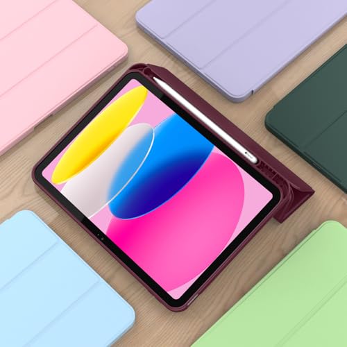 Image of ToaPoia Case for iPad (A16) 11 Inch 2025 /iPad 10th Generation 10.9 Inch 2022, Slim Trifold Stand Protective Cover with Pencil Holder and Soft TPU Back,Support Auto Sleep /Wake (Wine)