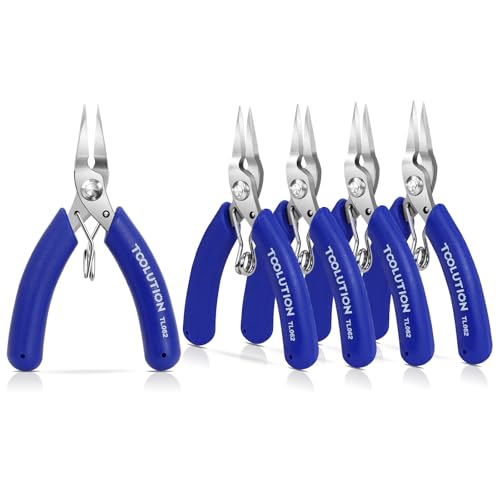 TOOLUTION Pinze a becchi per catena per la creazione di gioielli, confezione da 5 pinze a becco piccolo, pinze a becco piatto per artigianato, bracciali, orecchini, perline