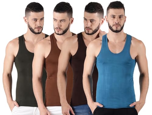 Image of Dollar Lehar Men Combed Cotton Round Neck Vest -Colour May Vary