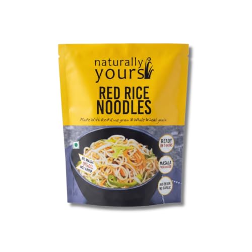 Image of Naturally Yours Red Rice Hakka Noodles | No Maida, Non-Fried, Vegan, Preservative Free | No Onion No Garlic, Jain Friendly | High Iron, Antioxidants & Fiber | Healthy & Easy to Digest | 180g Pack