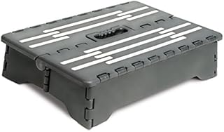 BodyHealt Portable Folding Step Stool - Step Riser for Elderly & Adults. High Riser Outdoor Steps with Handle for Easy Transport. Foldable Stepping Stool for Car, Kitchen & Bath - 4 inch Lift (Black)