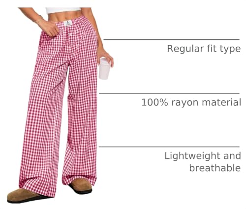 Image of ANRABESS Womens Gingham Striped Boxer Pants | 2026 Fall Outfits,Wide Leg Elastic Waist with Pockets,Casual Lounge Pajama Bottoms,Lightweight Breathable,Fashion Clothing