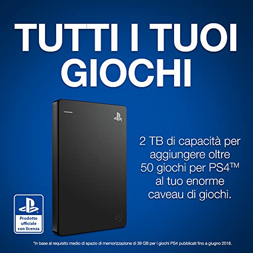 Seagate Game Drive for PS4 and PS5, 2TB, Portable External Hard Drive, Compatible with PS4 and PS5 (STGD2000200)