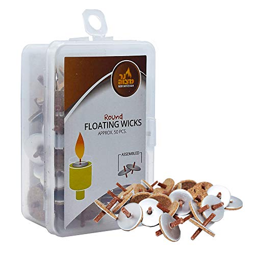 Ner Mitzvah Pre-Assembled Round Floating Wicks - 50 Count -