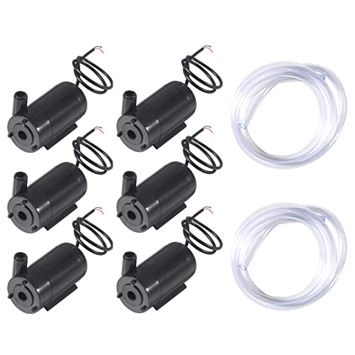 Image of 6Pcs DC 3-5V Micro Submersible Low Noise Mini Water Pump with 2pcs Clear Vinyl Tubing Flexible Water Pipe(1M) Micro Motor Water Pump for Fish Tank Pond Fountain Hydroponics Garden Aquariums