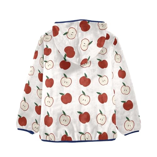 Cute Red Apple Fruits Girls Fleece Jacket Girls Fall Jacket Girls Zip Up Hoodie Girls Sherpa Jacket 2-10T2