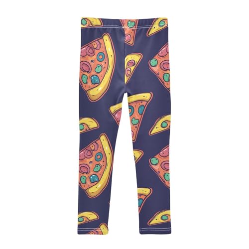 Cartoon Pizza Blue Girls Casual Leggings for Kids Printed Long Pant Bottoms Stretch and Soft2