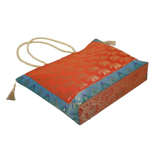Image of Designer Ethnic Handmade Brocade Silk Tote Bag For Women's Shoulder Bag Shopping Bag For Girls 16 Inch