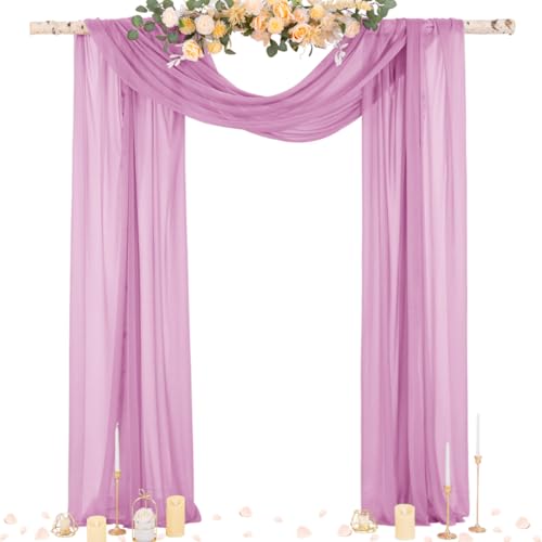 Image of Socomi Purple Sheer Wedding Arch Draping Fabric 29 inch x 20Ft 1 Panel Outdoor Curtain Drapes Extra Long for Bridal Baby Shower Ceremony Birthday Party Decor