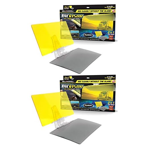 Tacvisor by Bell+Howell for Day and Night Polarized Sun Visor Anti-Glare UV Blocking Sun Protection Vehicle Windshield Sunshade Car Accessories for Clearer Vision Safety Driving As Seen On TV Set of 2