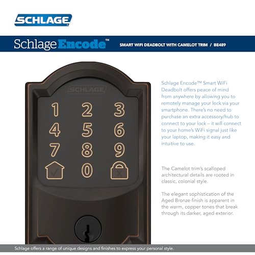 Image of Schlage FE285 716 Acc CAM LH Lower Half Handleset, Camelot Interior Trim, Aged Bronze