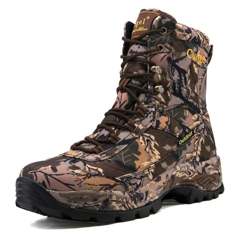 SLJYM Botas de Caza de Camuflaje de caña Alta para Hombre, Zapatillas Transpirables, Zapatos para Senderismo al Aire Libre, Resistentes al Desgaste, Impermeables