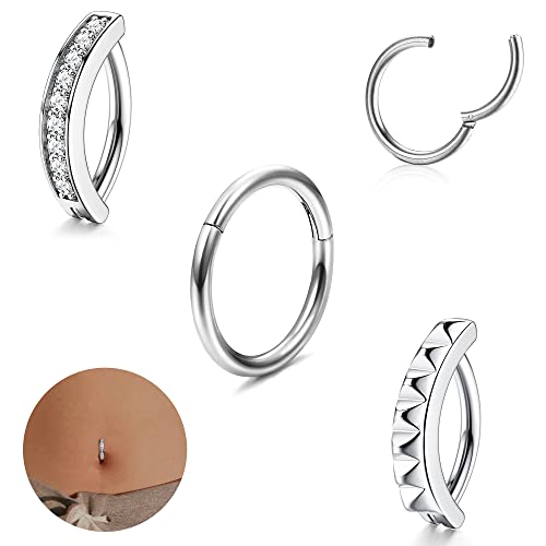 Bijou Piercing Acier Piercing Nombril LOLIAS - Lot De 3 - Acier Chirurgical 316L - 14G 10/12mm Percing Nombril