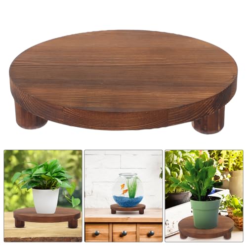 Porte-pot de fleurs bois massif marron support plantes piédestal rustique présentation - 7