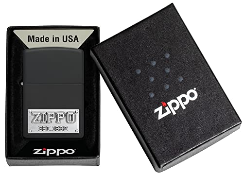 Image of Zippo Zippo License Plate Black Matte Windproof Pocket Fuel Refillable Lighter, BIS Certified