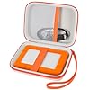 Funda compatible con LaCie Rugged Mini 1TB/ 2TB/ 4TB/ 5TB Disco duro externo HDD portátil, soporte de almacenamiento para discos duros para Mac y PC y cable USB 3.0 2.0 tarjetas SD (blanco)