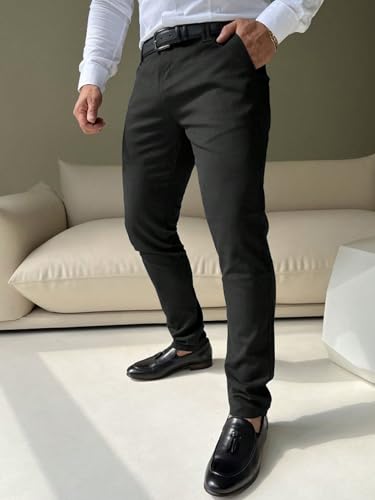 WDIRARA Men's Dress Pants Slim Fit Skinny Suit Pants Business Pants with Pocket3
