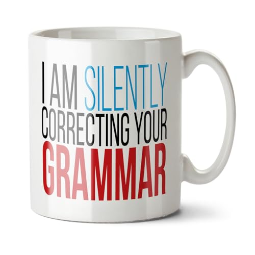 Black Raven Design - I Am Silently Correcting Your Grammar - Funny English Teacher Gift Mug, Ceramic, 11fl oz
