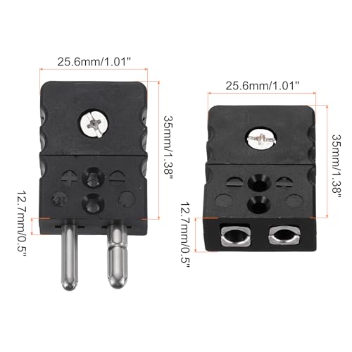 Conectores de cable termopar tipo J MECCANIXITY, adaptador de enchufe hembra redondo negro 2