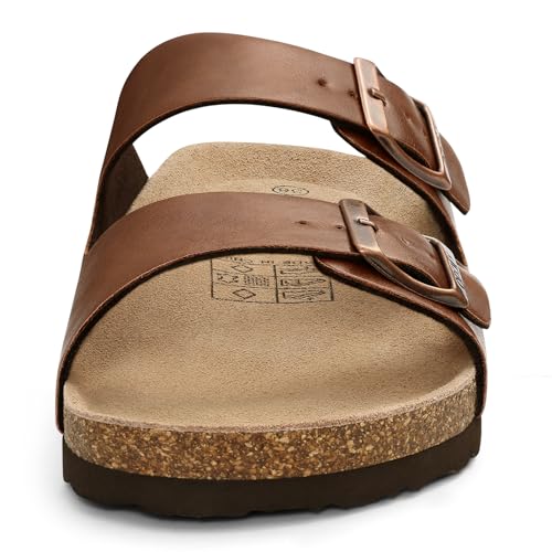 Image of ODOLY Unisex Comfortable Cork Footbed Slide Sandals with Arch Support | Adjustable Buckle, Lightweight Summer Sandals for Travel and Everyday Wear