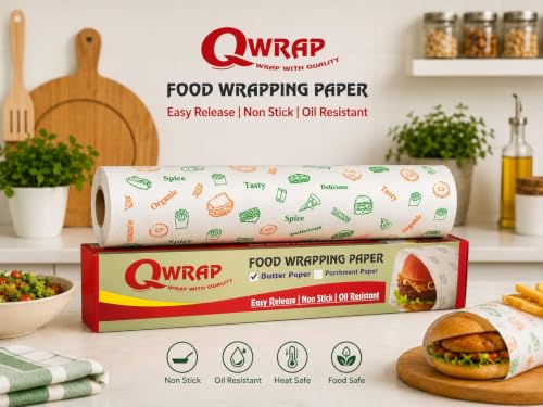 Image of Q Wrap Food Wrap Roll, Butter Paper, 50 Mtr. Roll, Single Use