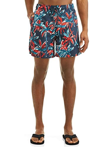 Mens Red White Blue Palm Trees Paradise Swim Swimming Trunks Shorts
