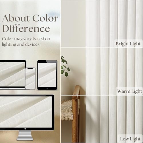 Image of Off White Linen Kitchen Curtain 24 Inch Length 2 Panels Set Pinch Pleat Boho Country Farmhouse Short Cafe Curtains Light Filtering Pleated Semi Sheer Small Window Treatment Tiers for Basement Camper