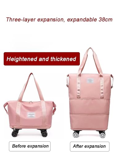 Women's Expandable Wheeled Duffle Bag - Large Capacity with 360° Spinner Wheels & Detachable Packing Cubes, Carry-On Luggage for Short Trips, Gym, Weekend Getaway(Gray)3