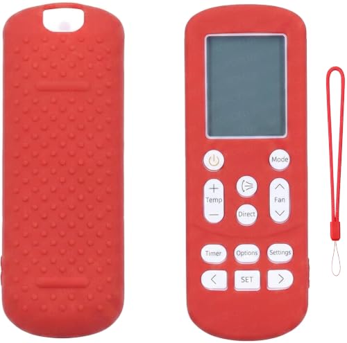 Image of SHOPOFLUX Silicone AC Remote Cover Compatible with Samsung AC Remote Full Wrap Protective Case with Lanyard [Remote NOT Included] (Red)