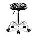 Taburete giratorio de altura ajustable, taburete con ruedas redondo de cuero de PU, taburete de oficina ergonómico Taburetes de dibujo para taller Silla con ruedas y asiento redondo más ancho para Med
