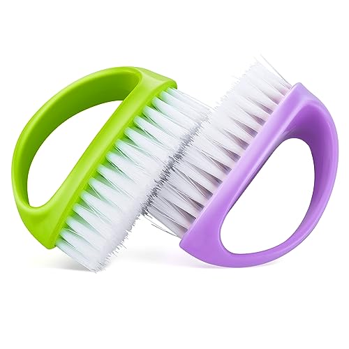 Cobee Paquete de 2 cepillos de uñas de mano para limpiar las uñas de las manos, cerdas rígidas duraderas, limpiador de uñas con mango, limpiador de uñas profundo resistente para hombres, uñas, dedos