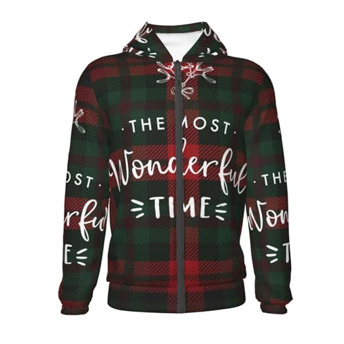 Wonderful Time Christmas Kids Pullover Hoodies Boys Zip Up Sweatshirts Girls Athletic Clothes with Pocket2