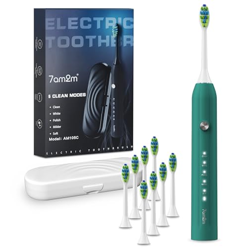 Image of 7AM2M Sonic Electric Toothbrush for Adults&Kids, 8 Brush Heads&Travel Case