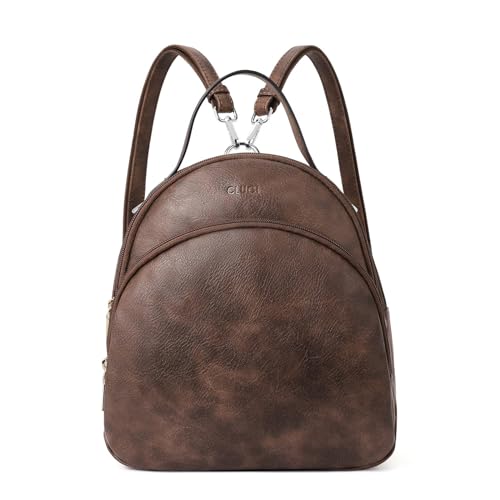 Image of CLUCI Small Backpack Purse for Women Mini Cute Backpack Leather Convertible Fashion Travel Girls Shoulder Bag, Two-tone Coffee