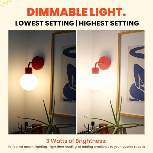 Image of Poplight Wireless Wall Sconce (Shark Tank) Rechargeable & Dimmable LED Light w /App Control & Damage-Free Install, Moveable Modern Ambient Lighting for Elegant Home & Bedroom Decor | Vermillion Red