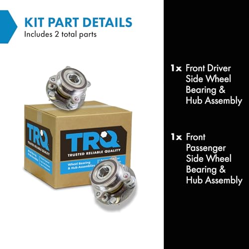 Image of TRQ Front Left and Right Wheel Bearing and Hub Assembly 2 Piece Set 4WD Compatible with 2007-2021 Toyota Tundra 4X4 2008-2022 Sequoia 4WD