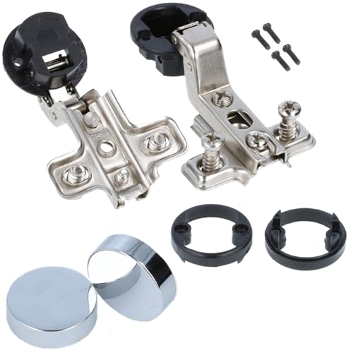 MS Beschläge Glastür-Topfband 1 Paar Glastürscharniere Ø 26mm Chrom glänzend Topfbandabdeckung Vitrinenscharnier Schrankscharnier Möbelscharnier (Rund, Innenanschlag)