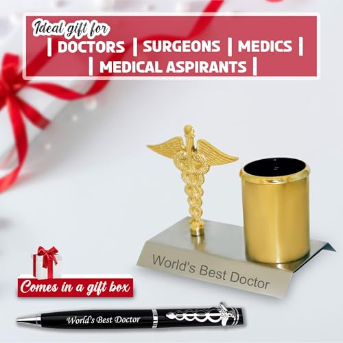 Image of SAVRI Personalized Doctor's Gift Set: Medical Symbol Pen with Pen Stand set | Ideal Gift for Doctors, Surgeons, and Medical Professionals | Perfect for Anniversaries, Birthdays, or Father's Day