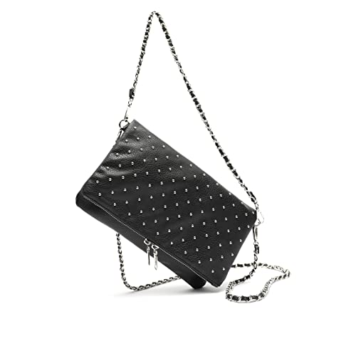 MISAKO Tachita bolso bandolera con doble asa y detalles metalizados Mujer - Tachita Negro 18 X 27 X 4 cm