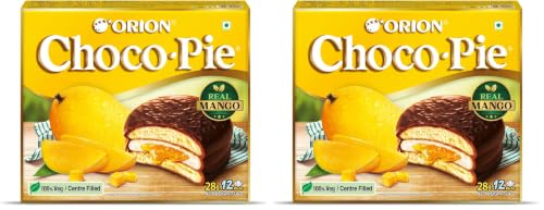 Image of ORION Mango Choco Pie (12pies)|centre-filled chocolate biscuit (Pack of 2)