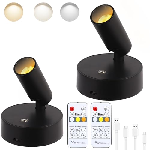 Luces de resalte interior LED a batería regulables con mando a distancia 2 uds